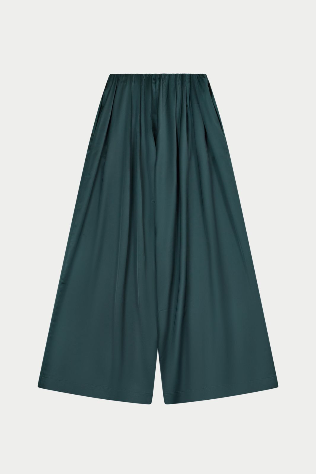 SATIN WIDE LEG TROUSERS - FOREST GREEN