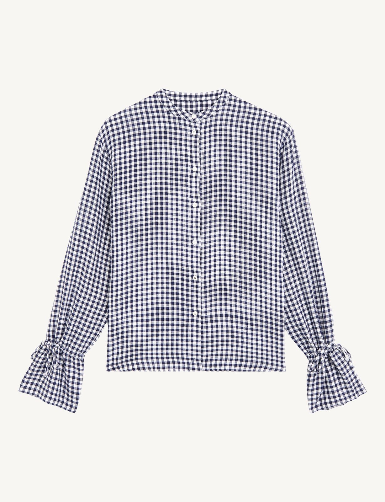 The Set: Linen Blouse & Court Short, Navy Gingham