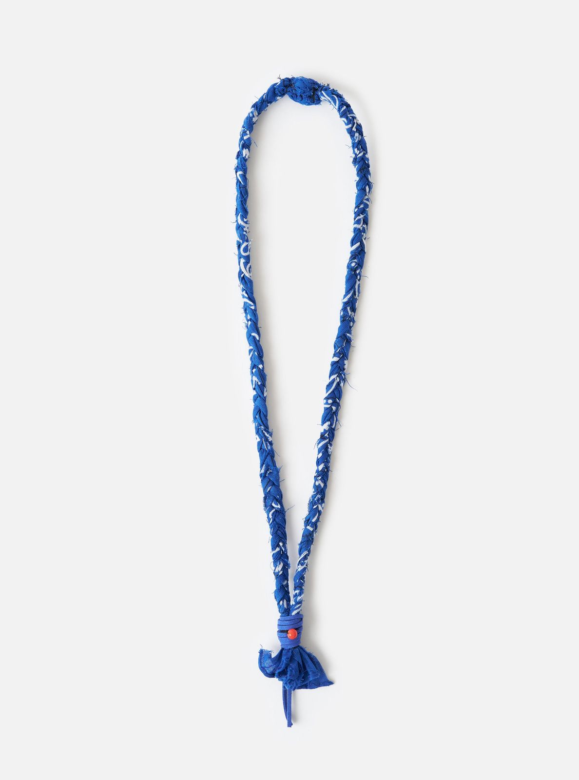 Hanami of Rome Blue Royal Leather/Peach Bead Bandana Necklace No.55