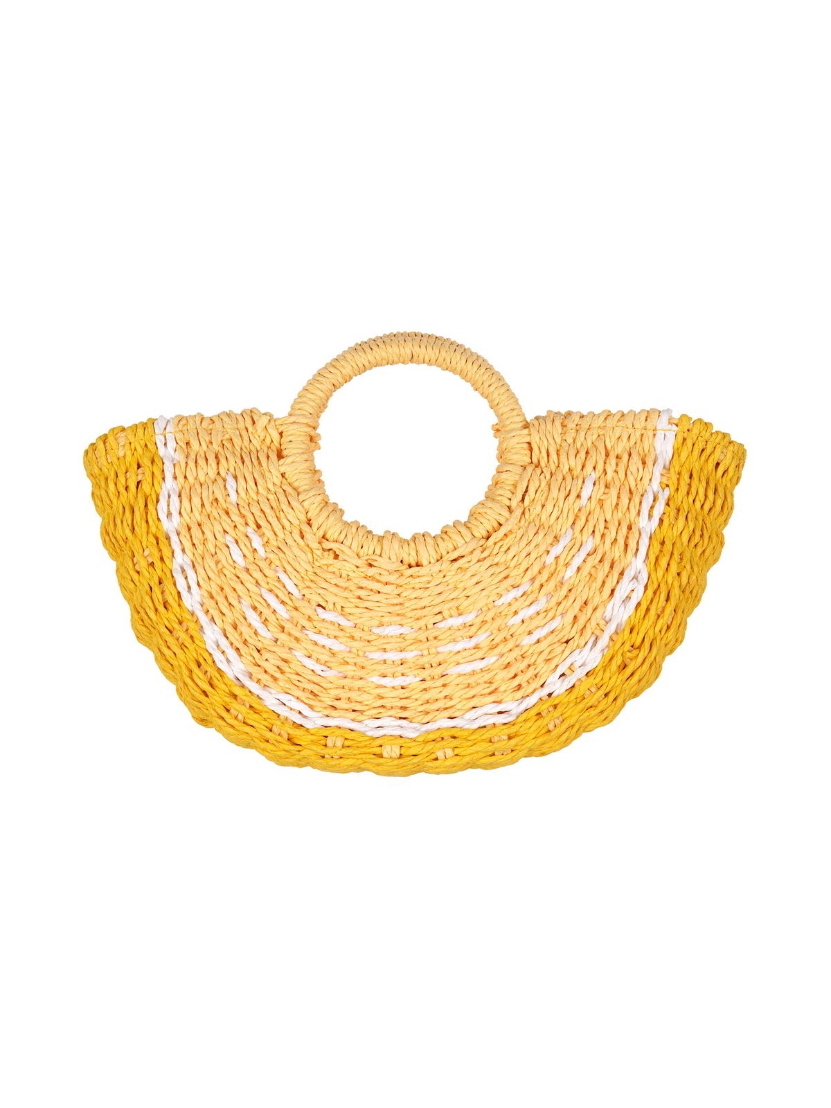 Linda Paper Straw Basket Bag In Lemon