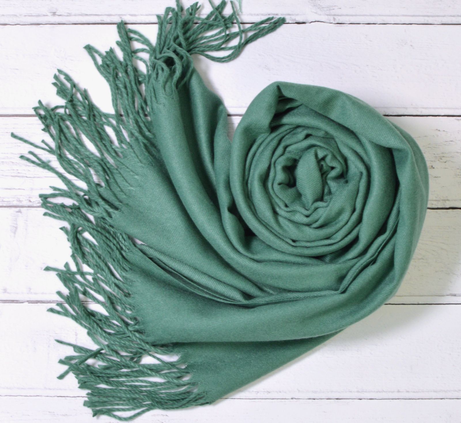 Teal Green Pashmina | Drew Super Soft Large Special Occasion Wrap with Tassels