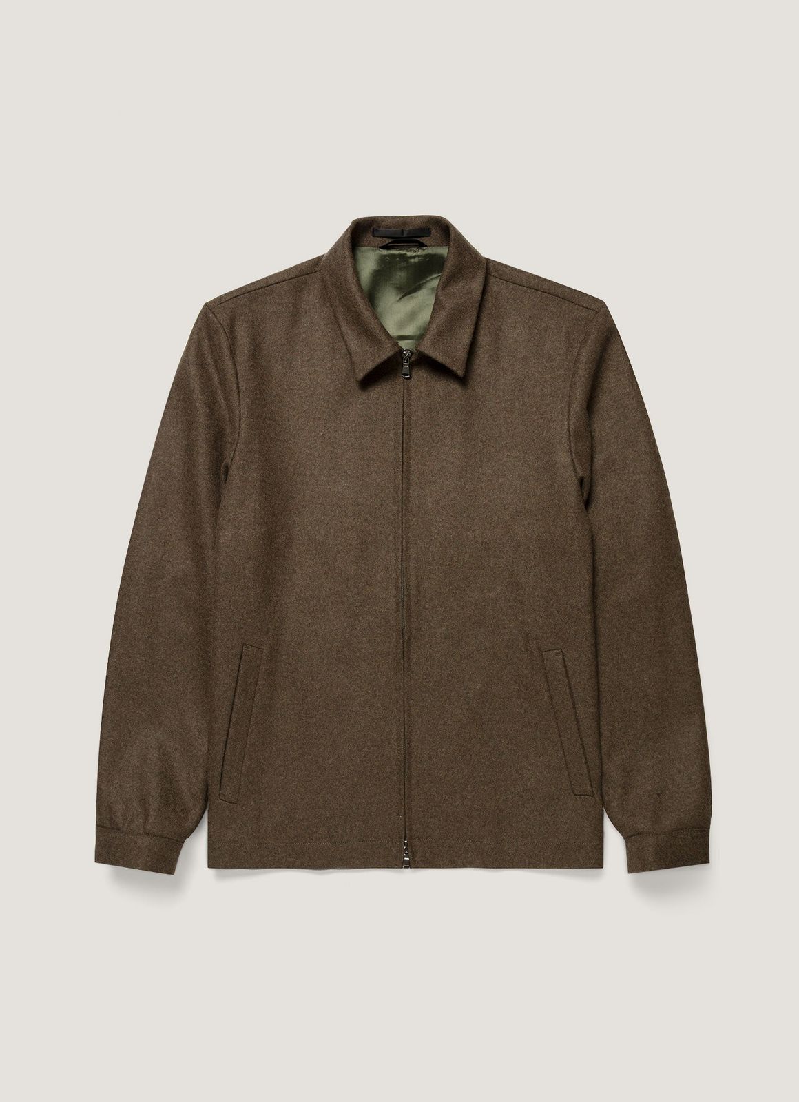 Men's Boiled Wool Harrington Jacket in Loden Green