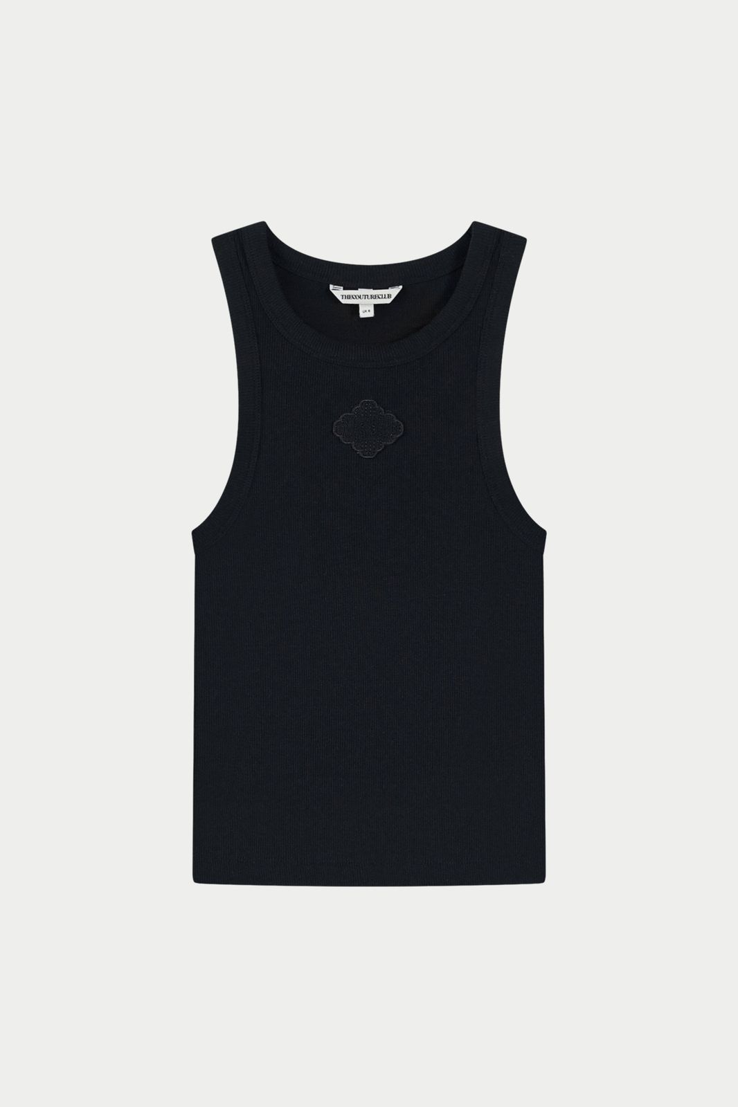 EMBLEM RIB VEST TOP - BLACK