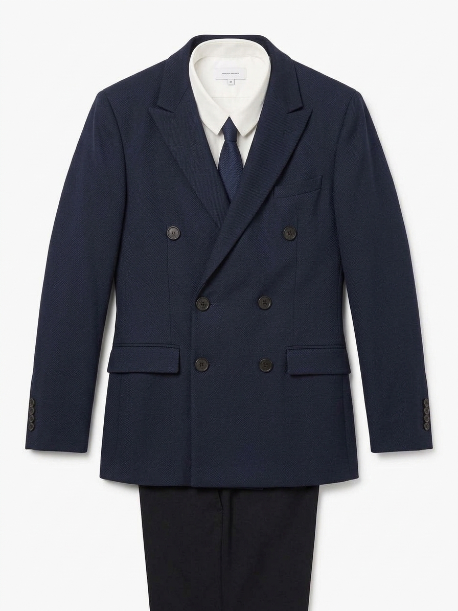 Double Breasted Suit Jacket - Navy