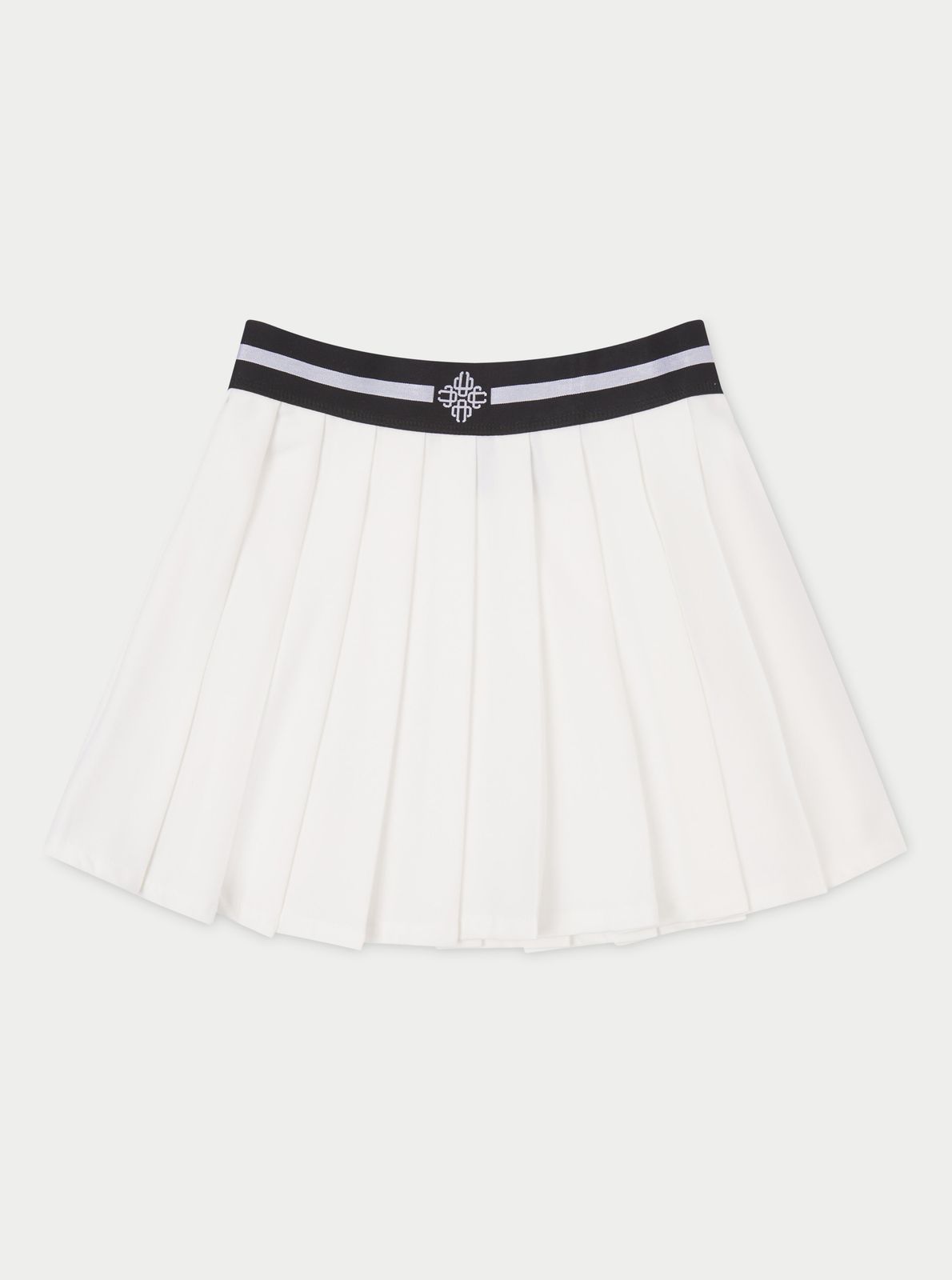 EMBLEM WAISTBAND TENNIS MINI SKIRT - WHITE