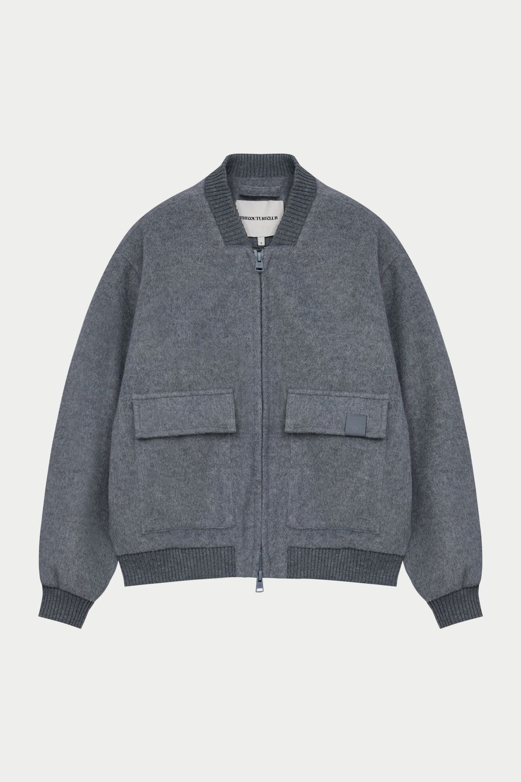 WOOL BLEND BOMBER JACKET - GREY MARL