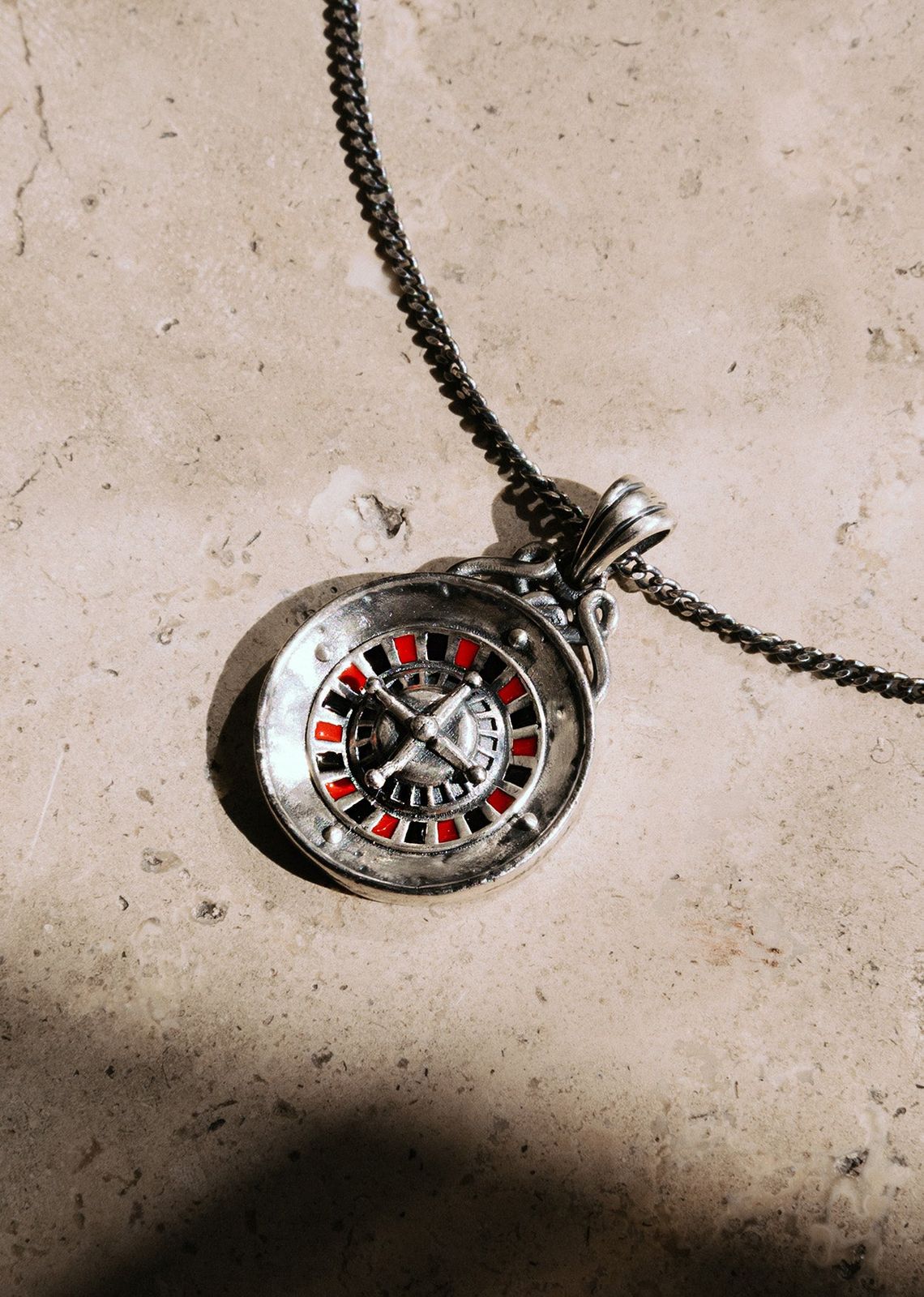 Silver Roulette Pendant Necklace