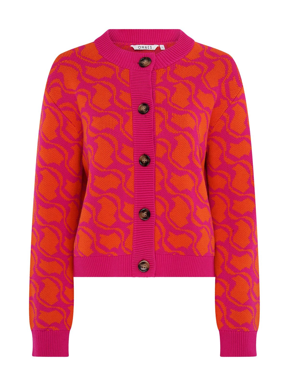 Kamaria Geo Cotton Cardigan In Orange