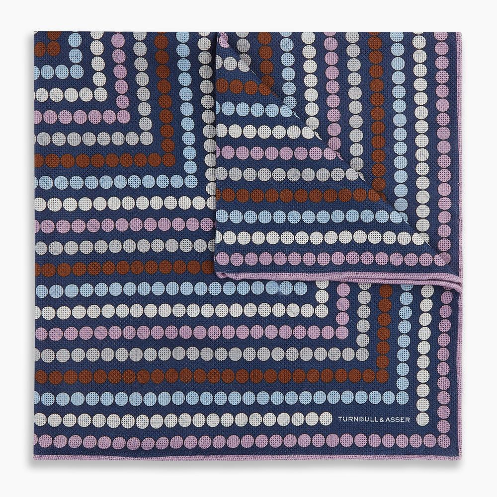 Azzurro Dots and Floral Tile Double-Sided Silk Pocket Square