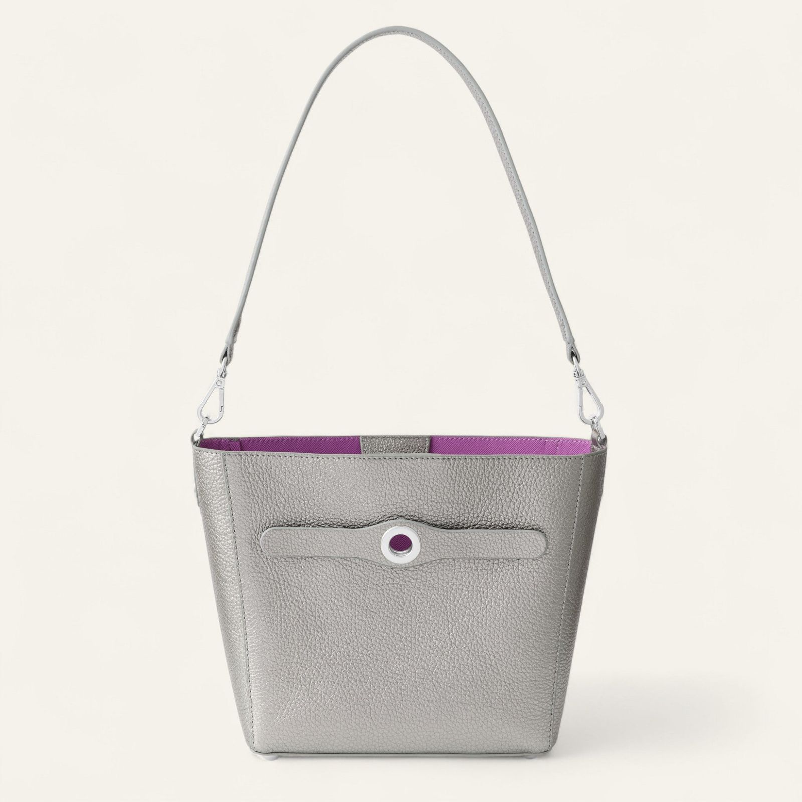 Mini S | Metallic Titanium with Silver hardware