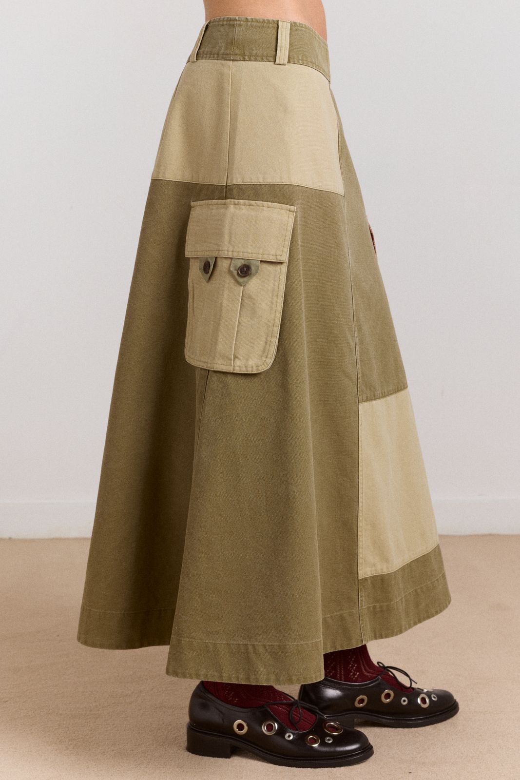 Marcelle Barn Midi Skirt - Olive
