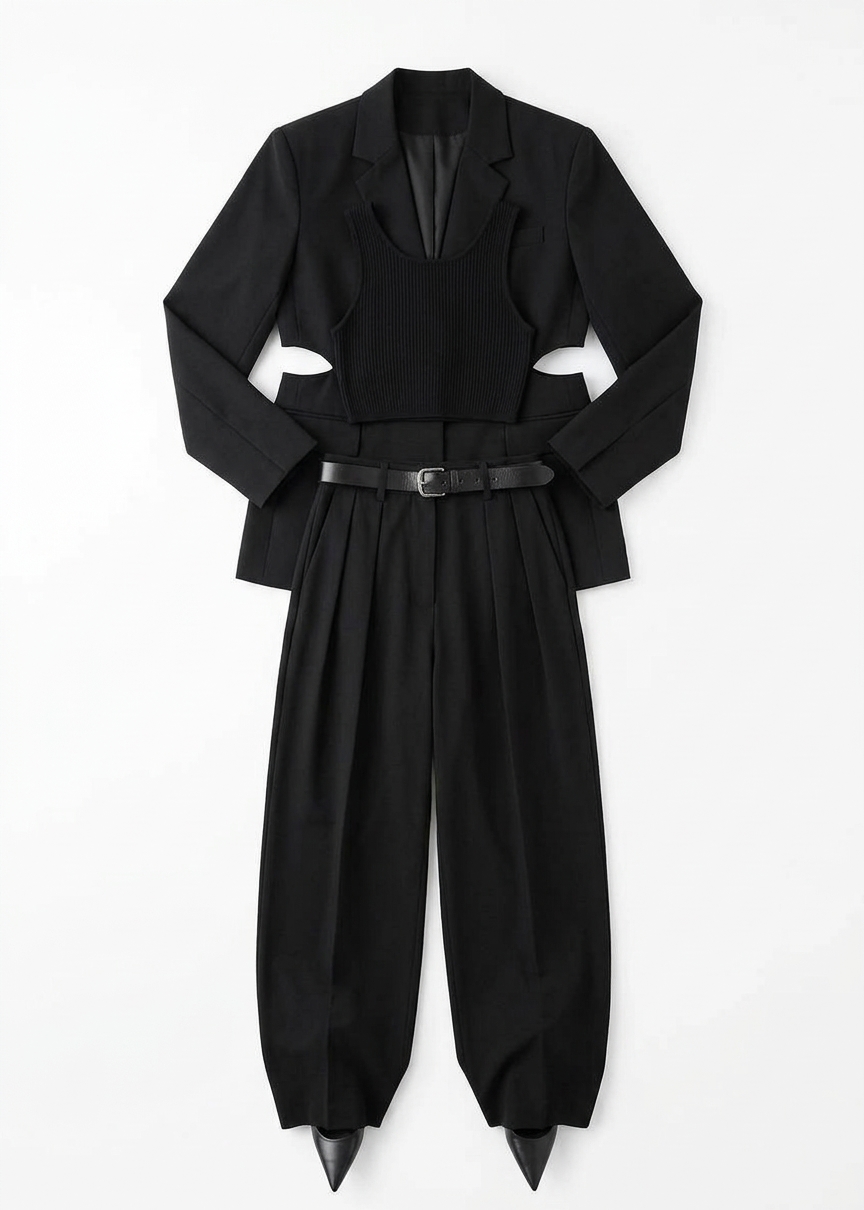 Tansy Pleated Trousers - Black