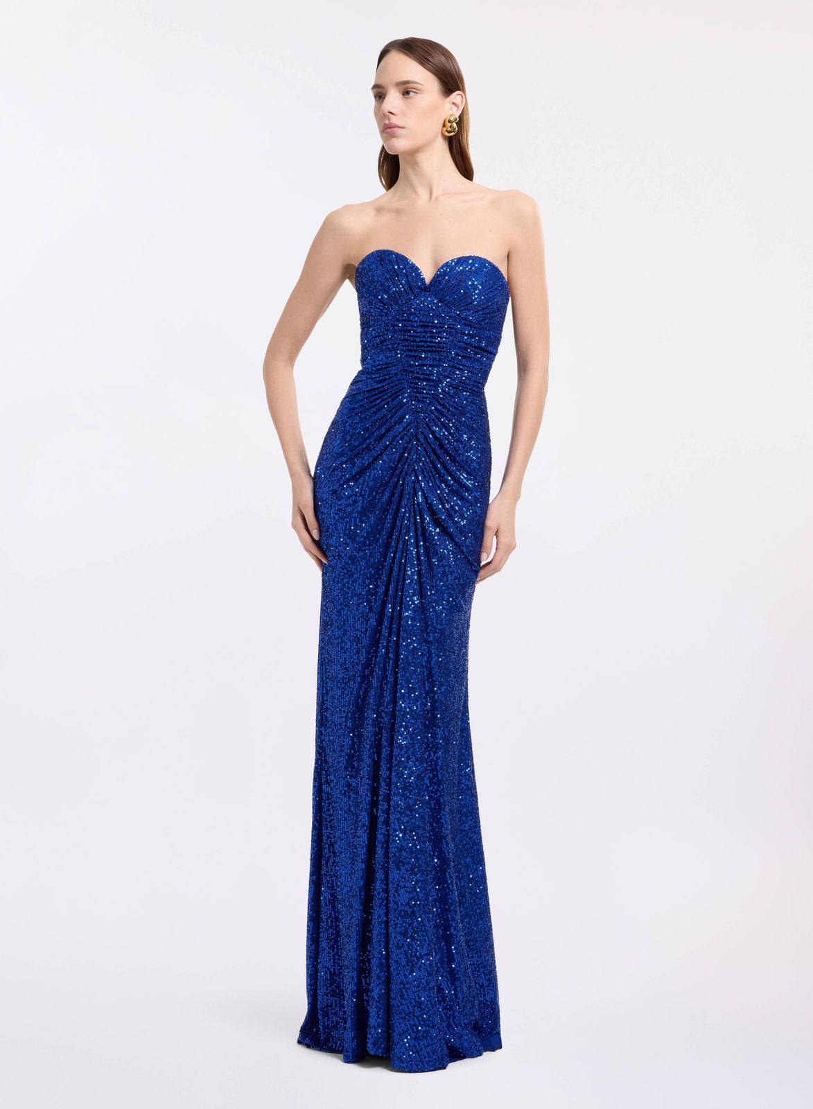 Strapless Draped Long Dress