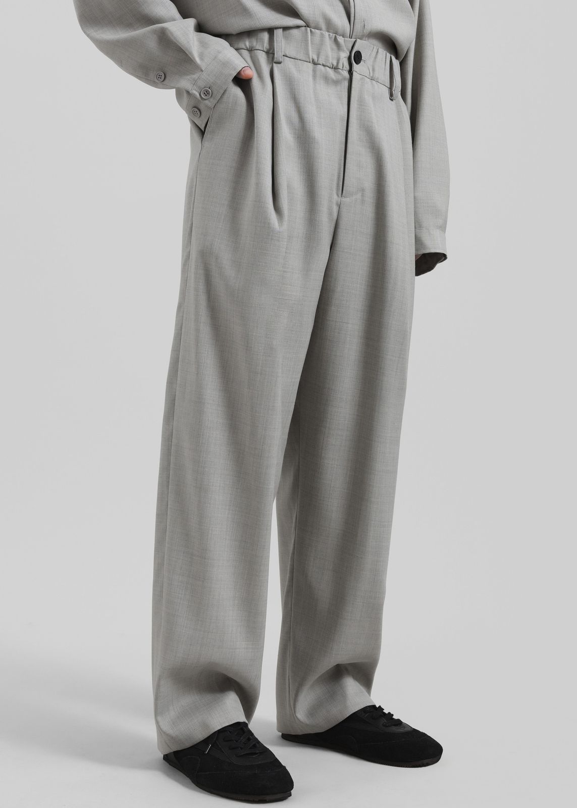 Felix Textured Trousers - Greige Melange