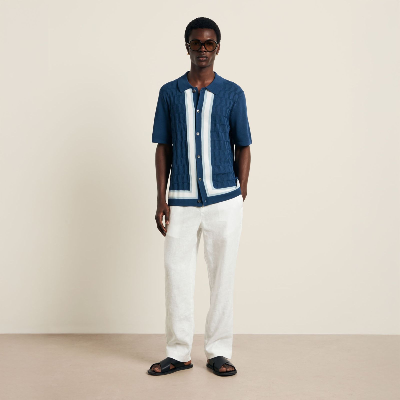 Signature Stripe Polo - Navy
