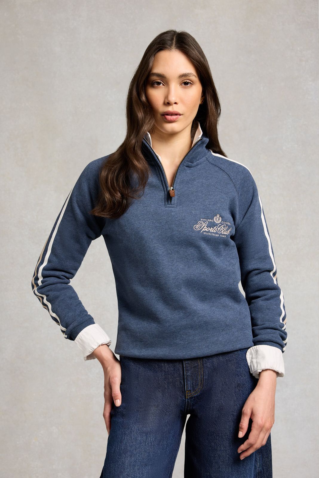 Sports Club Quarter Zip Sweat (Navy Marl)