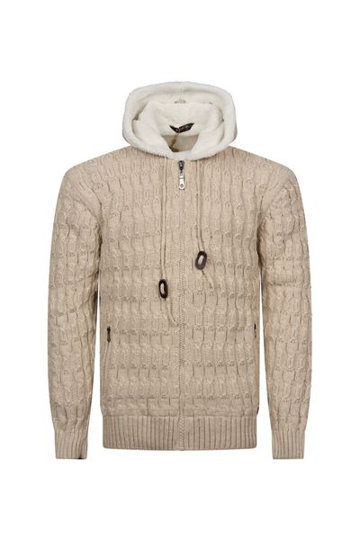 Alpino Sherpa-Lined Knit Jacket – Sand Beige