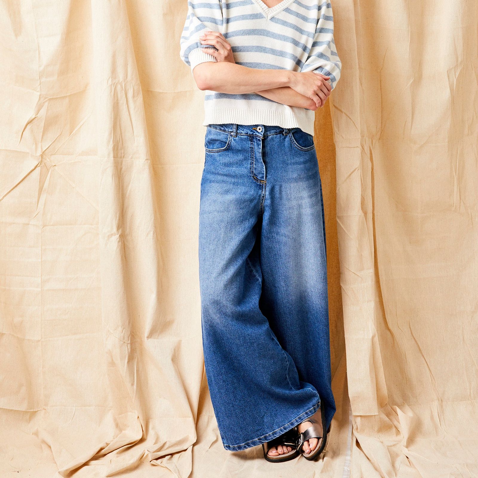 Brielle Stretch Denim Extra Wide Leg Jeans