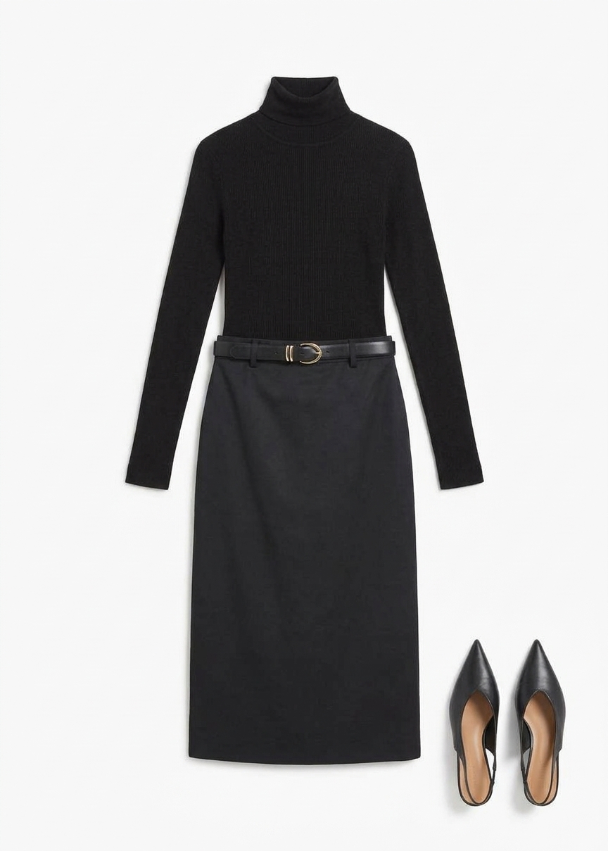 Alrose Satin Midi Skirt - Black