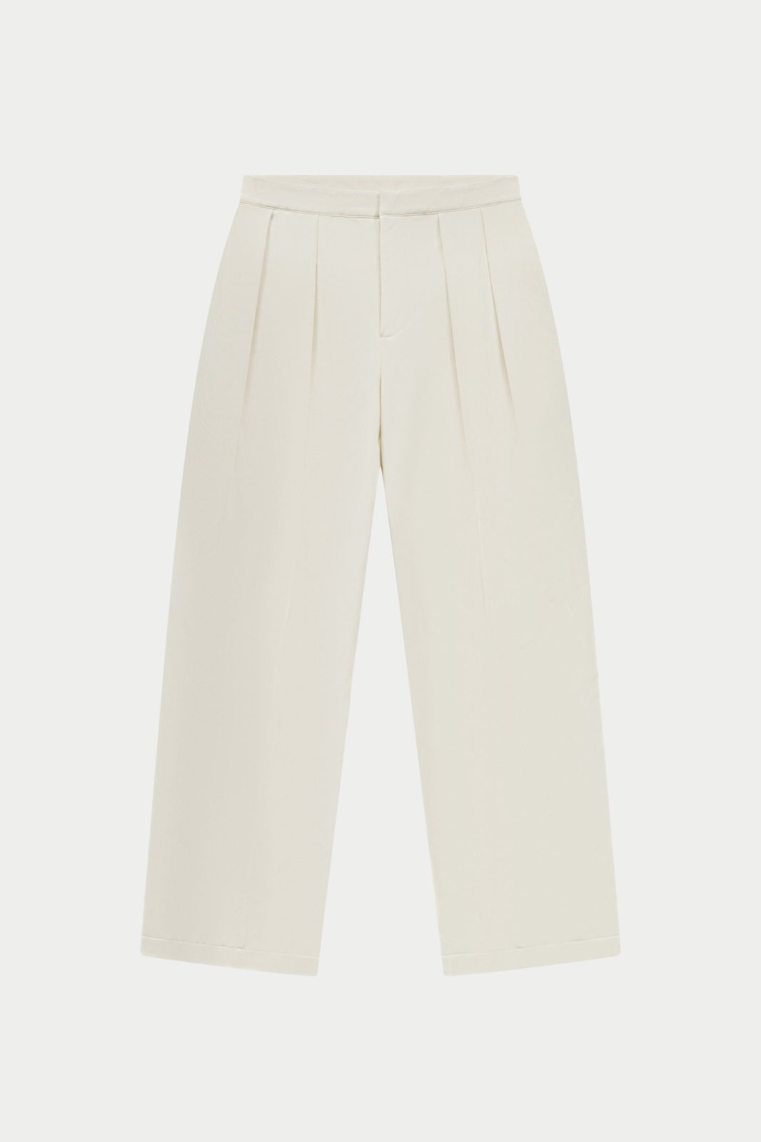 MID RISE PLEATED TROUSERS - OFF WHITE