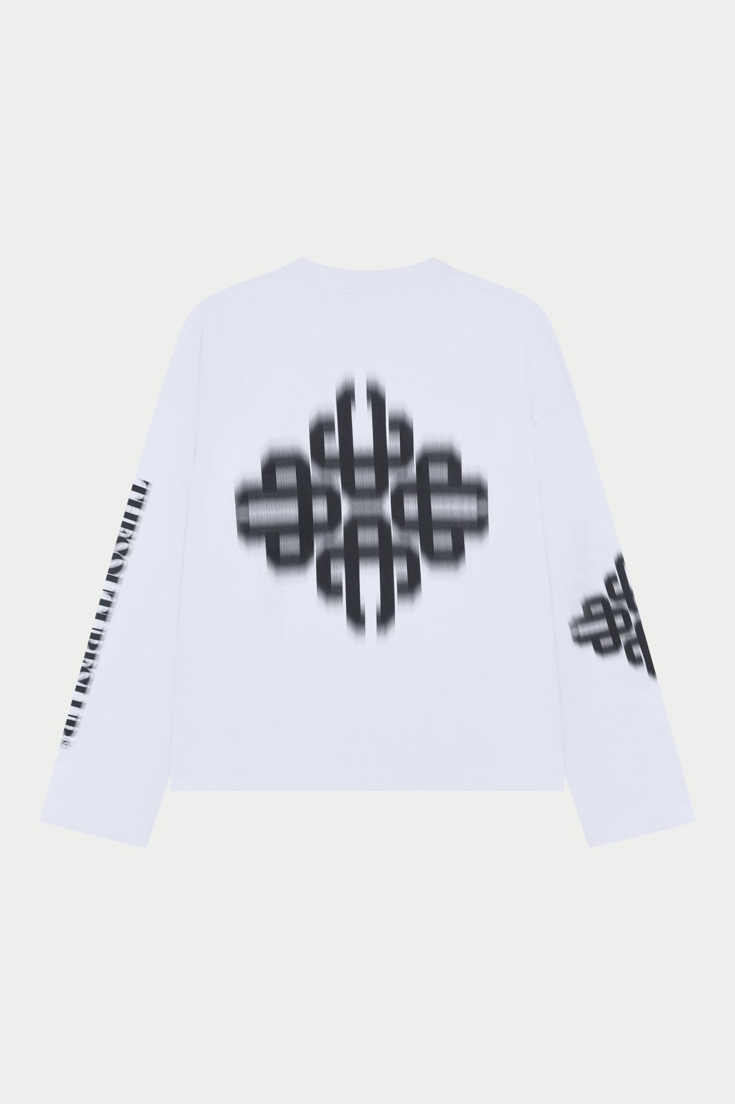 MOTION BLURRED LONG SLEEVE T-SHIRT - WHITE