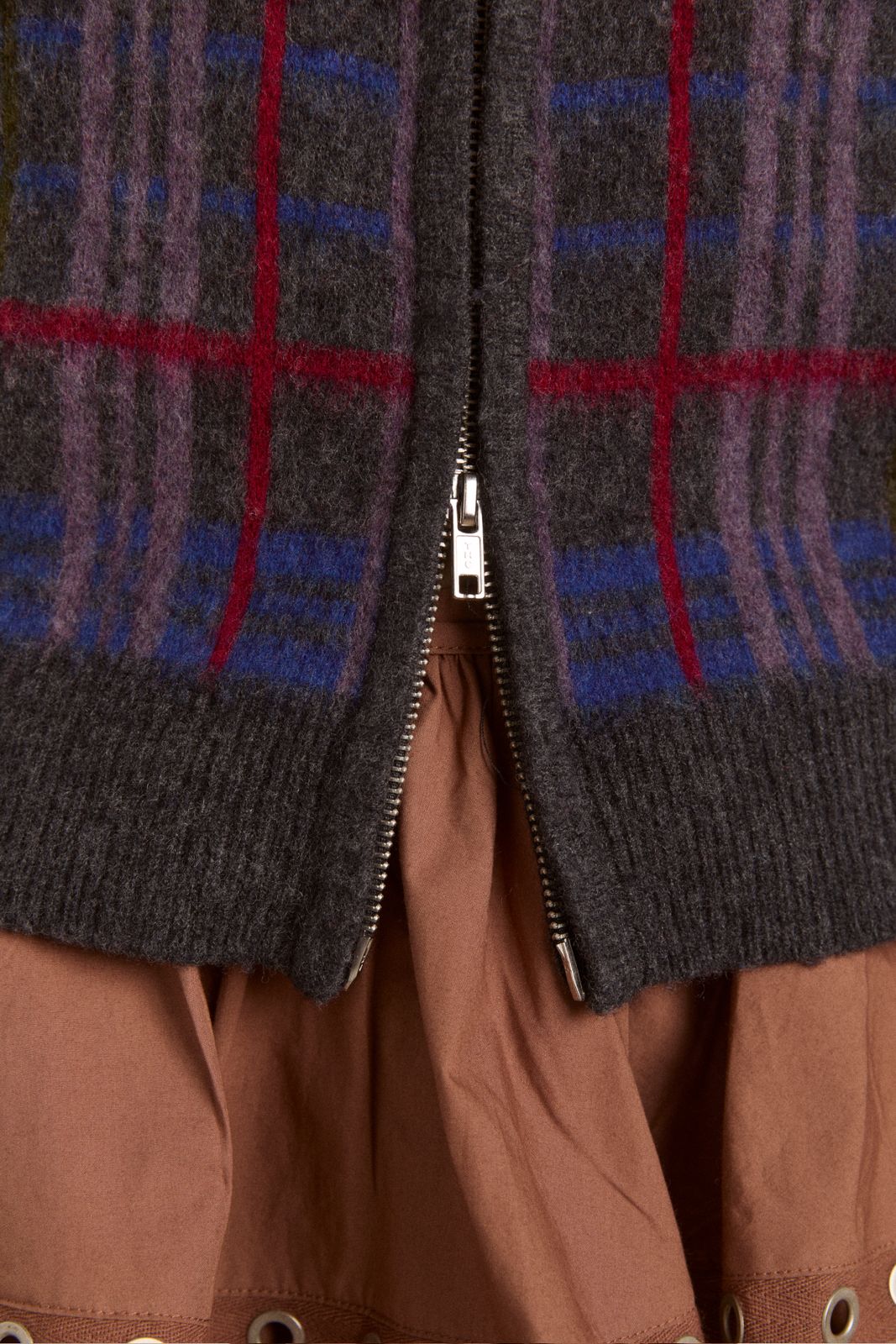 Minah Merino Wool Cardigan - Brushed Check