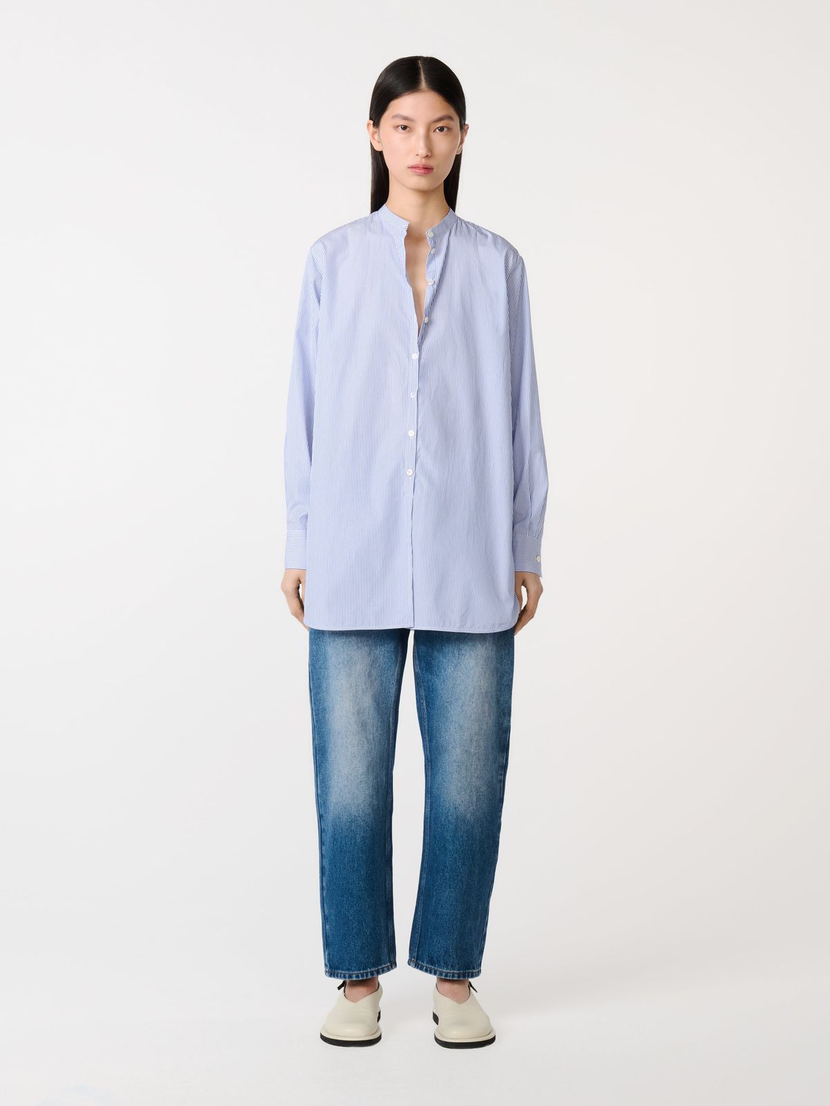 Ruthe Straight Leg Denim Pant in Worn Wash Indigo