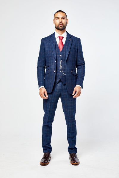 Cody Blue Check Three Piece suit