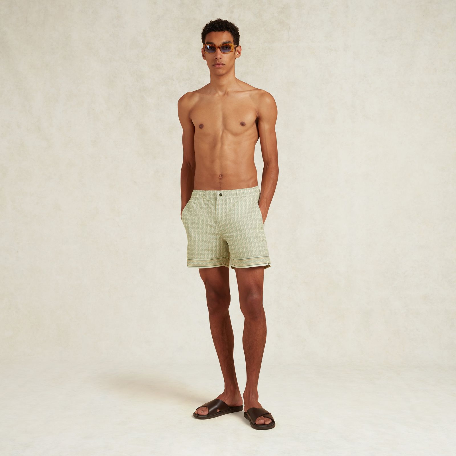 MONETO BORDER PRINT SWIMSHORT - SAGE