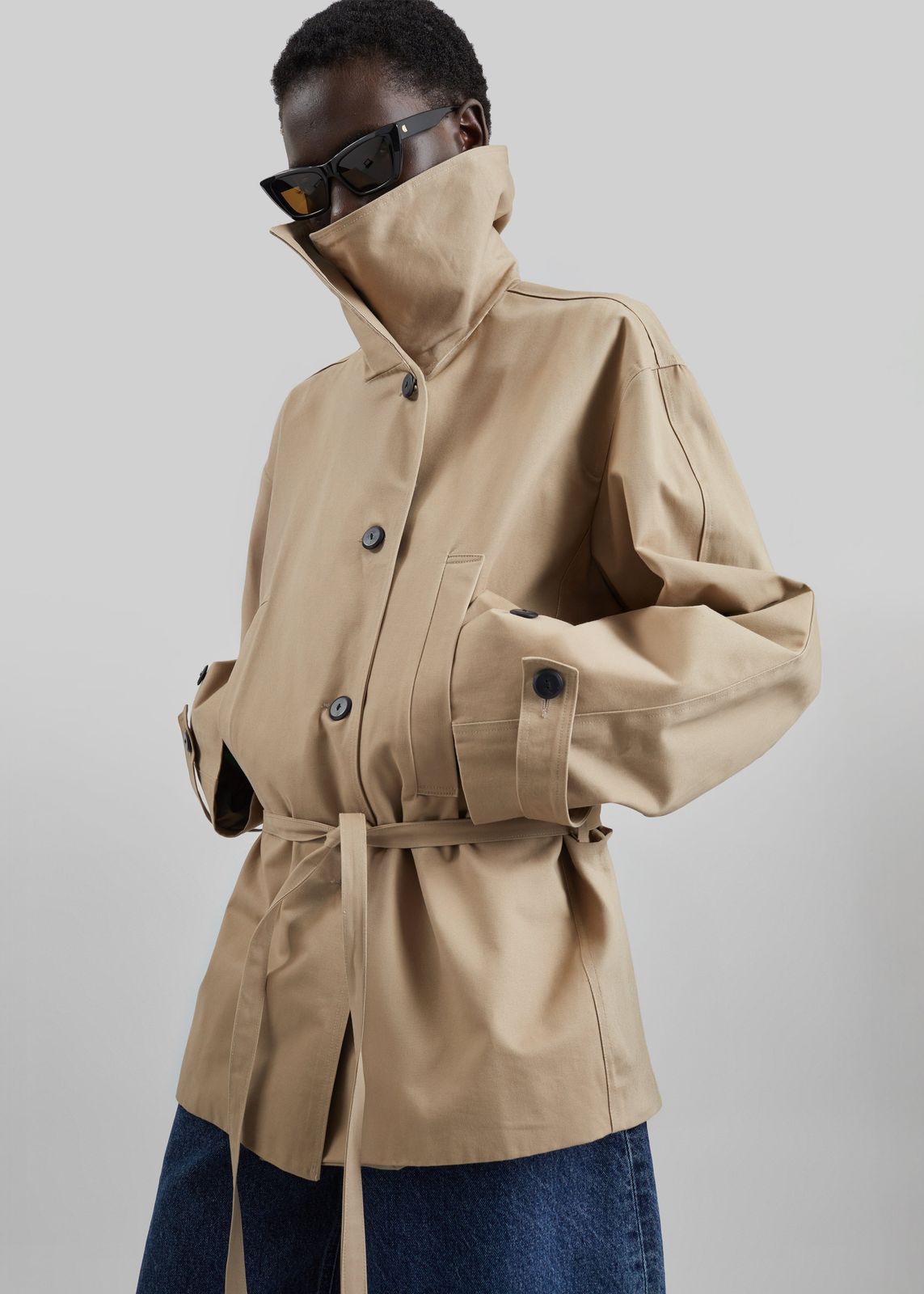 Lahti Belted Short Coat - Beige