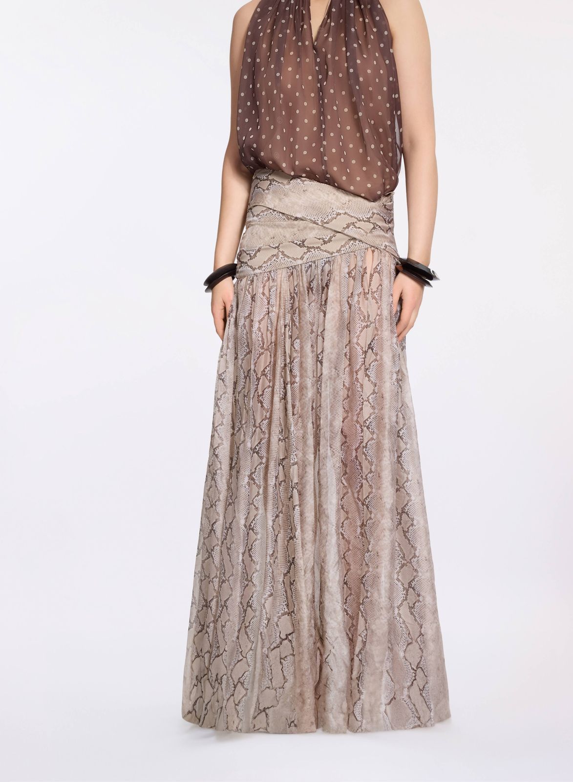 Python Printed Chiffon Skirt