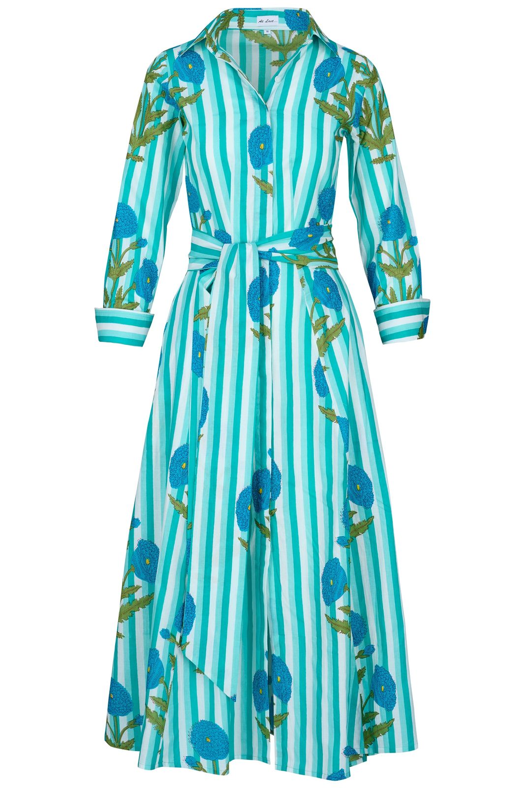 Cotton Marigold Dress In Turquoise
