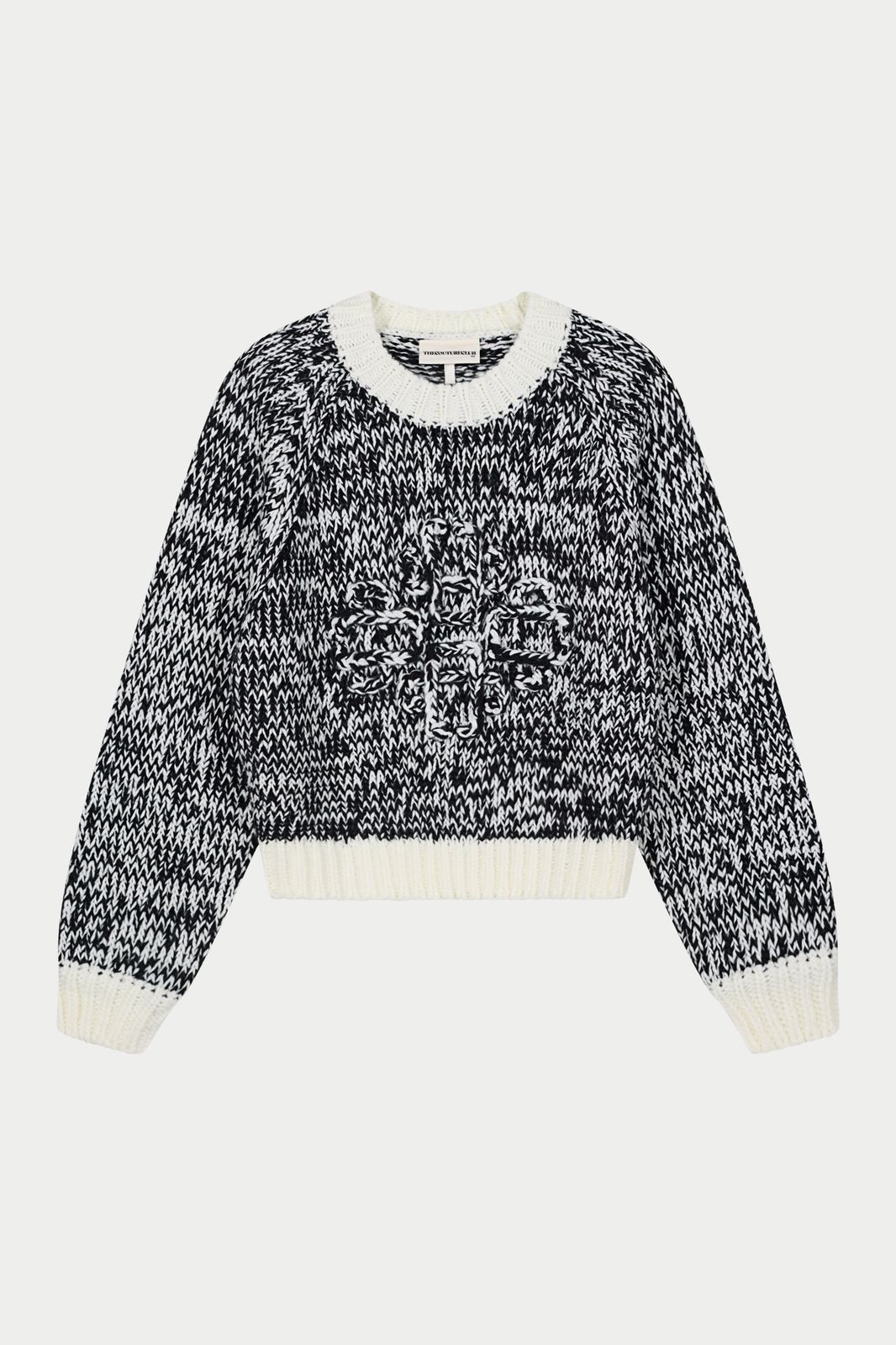 EMBLEM MIXED YARN OVERSIZED KNIT JUMPER - BLACK