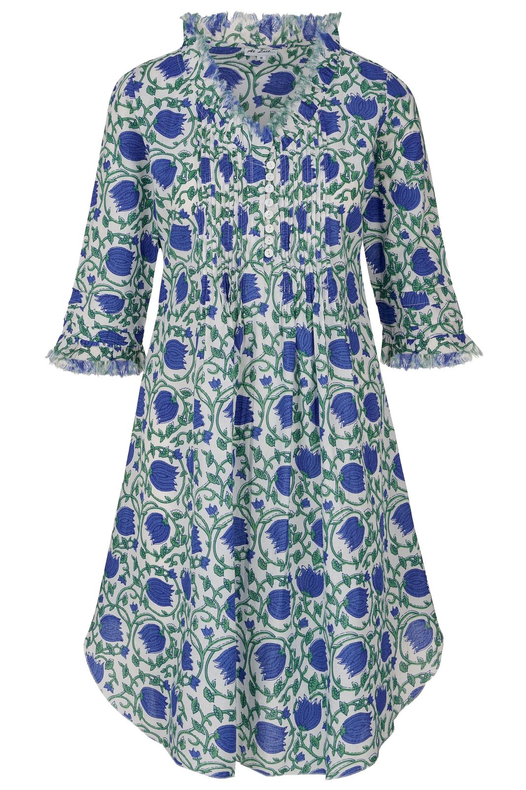 Annabel Cotton Tunic In Blue & Green Vine