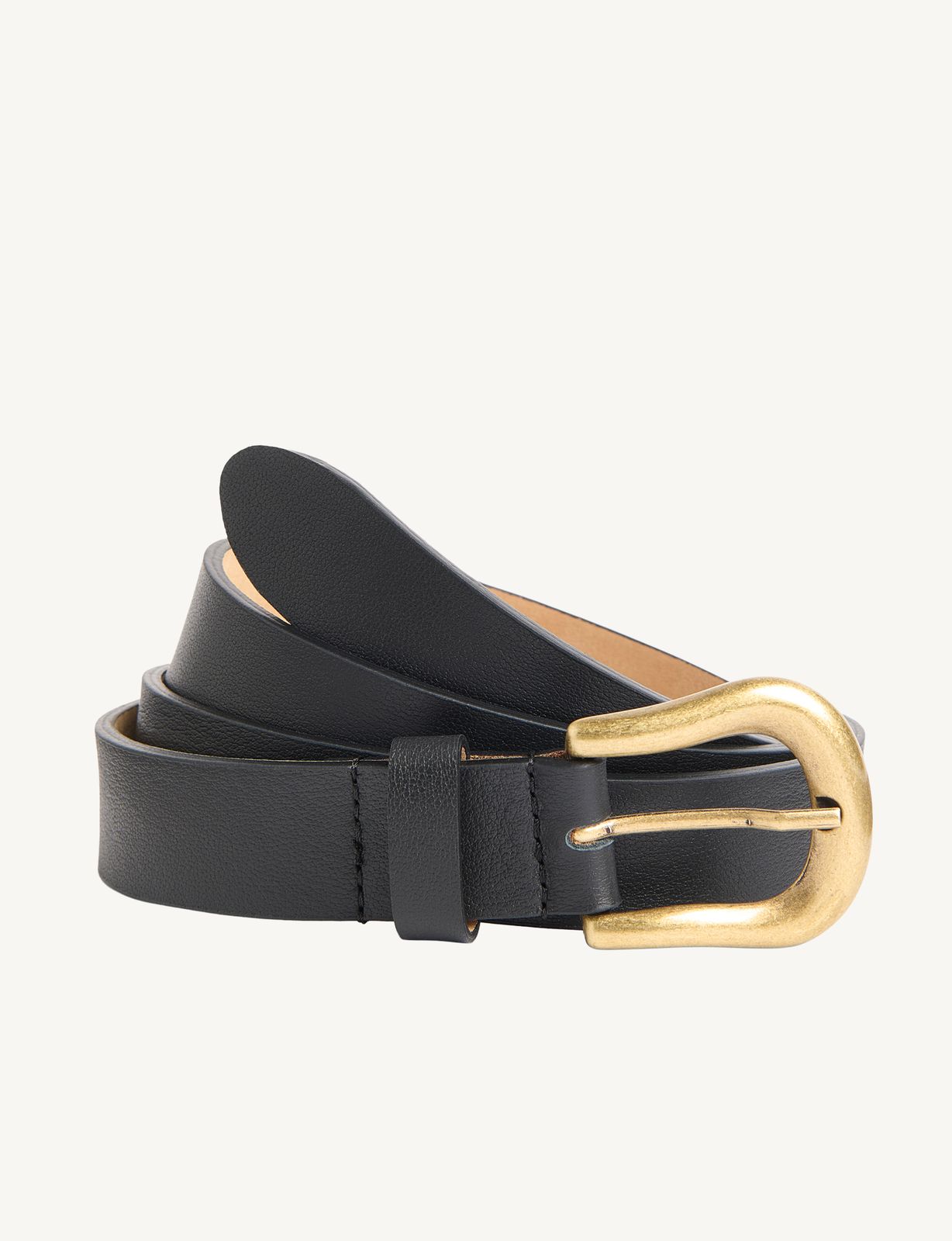 Stirrup Belt: Matte Leather, Black With Antique Gold