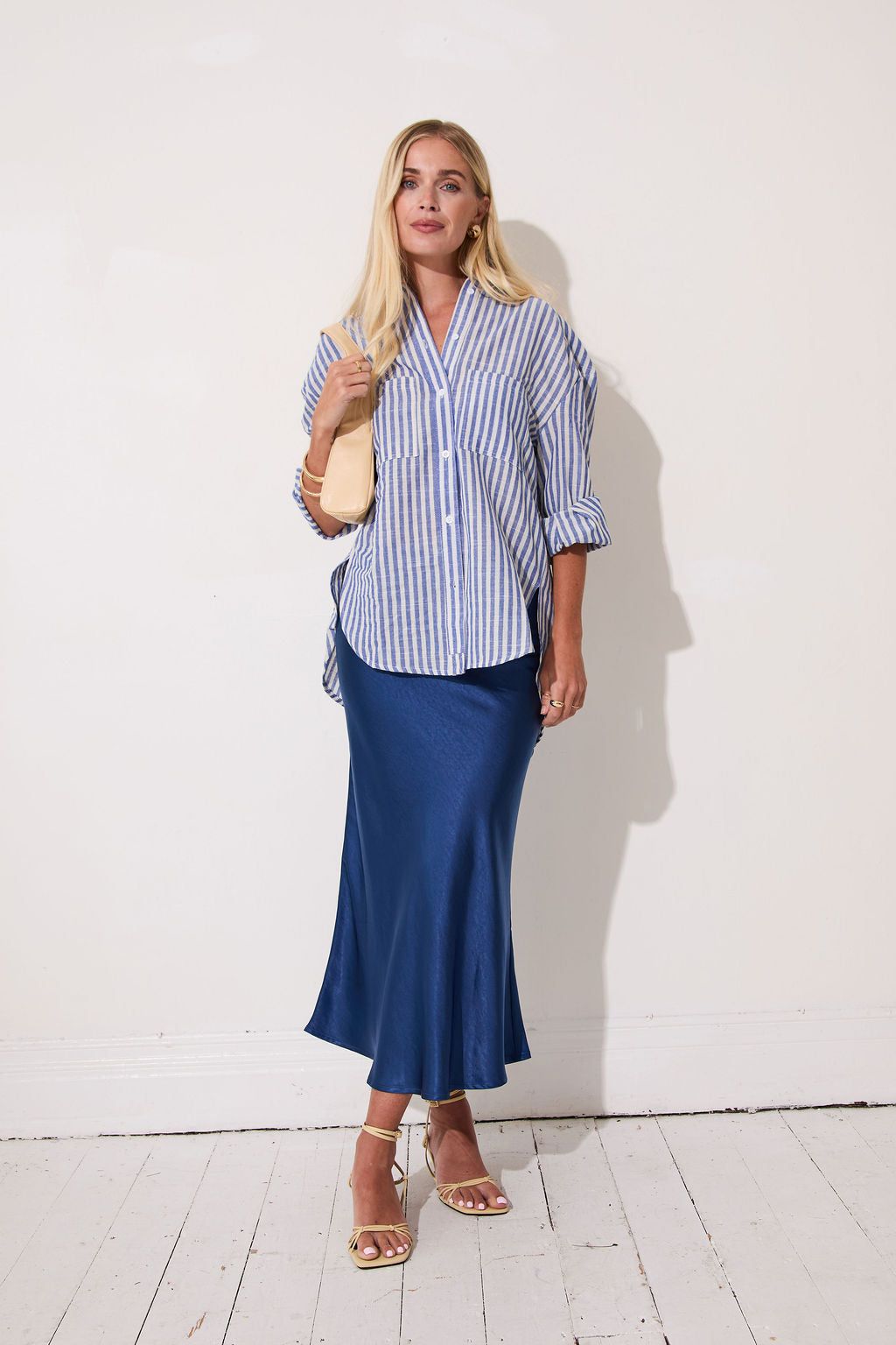 Angel Navy Satin Skirt