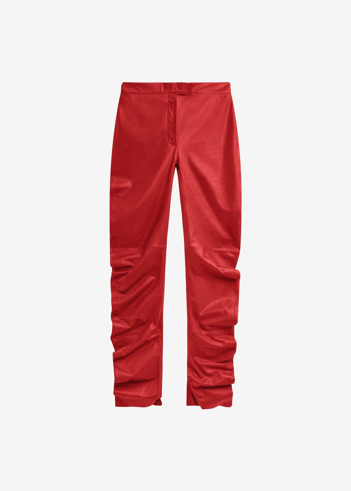 Jessa Leather Ruched Pants - Red