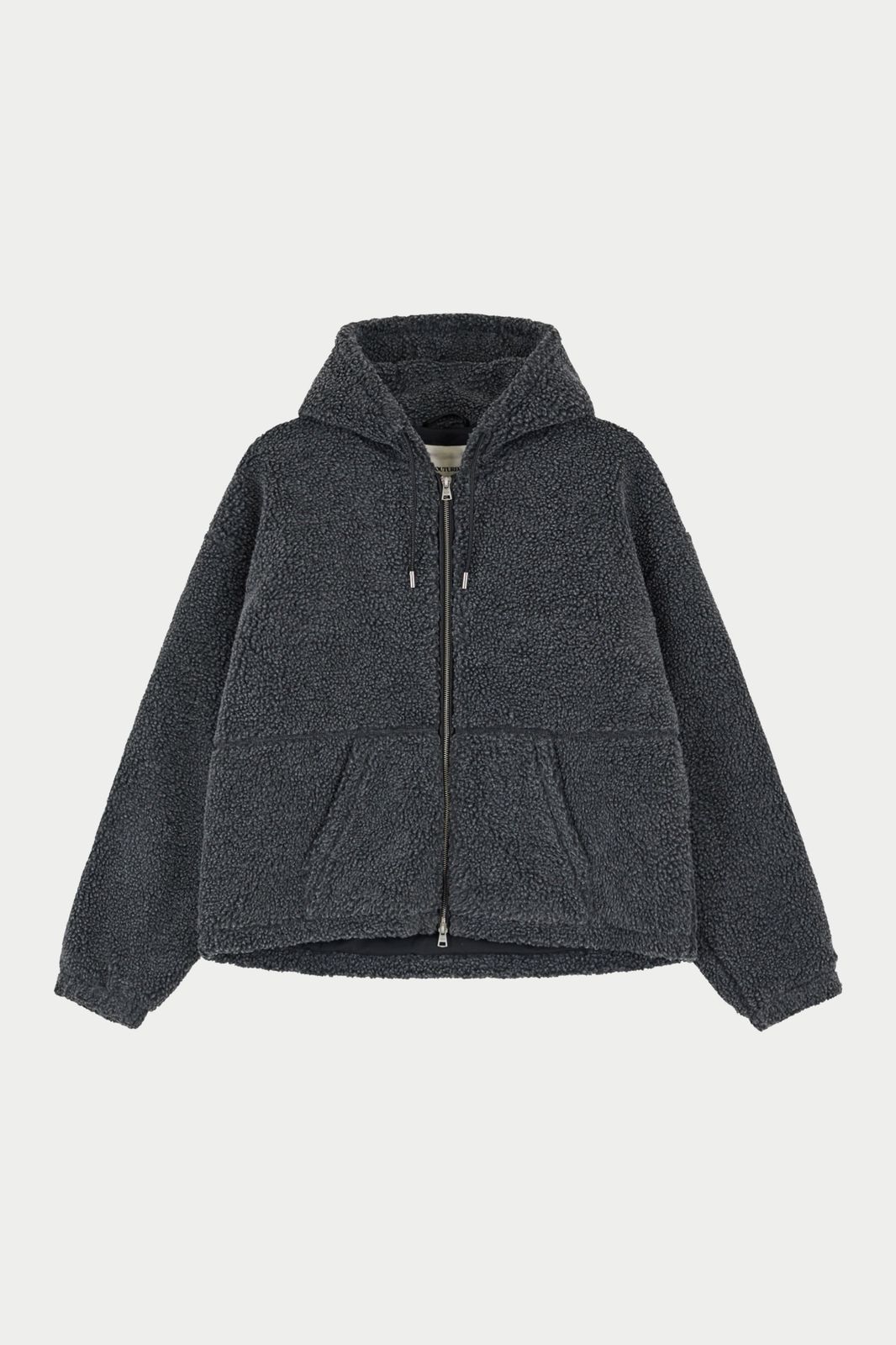 WASHED BORG ZIP THROUGH JACKET - CHARCOAL