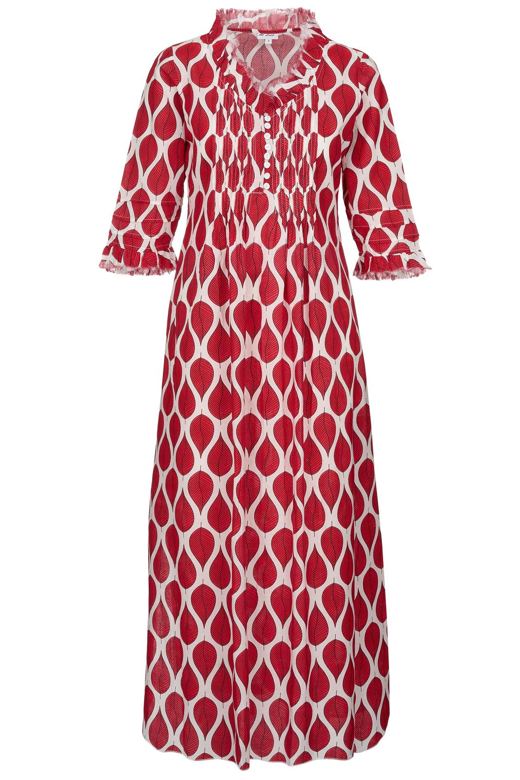 Cotton Annabel Maxi Dress In Red Leaf