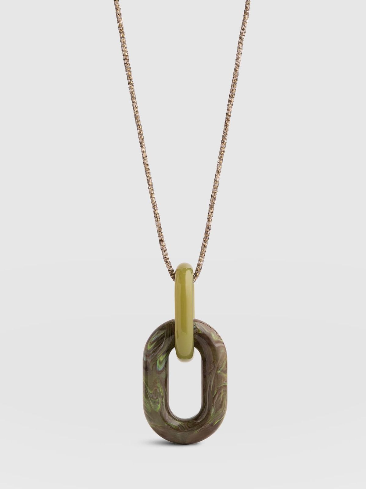 Oval Pendant Necklace - Green