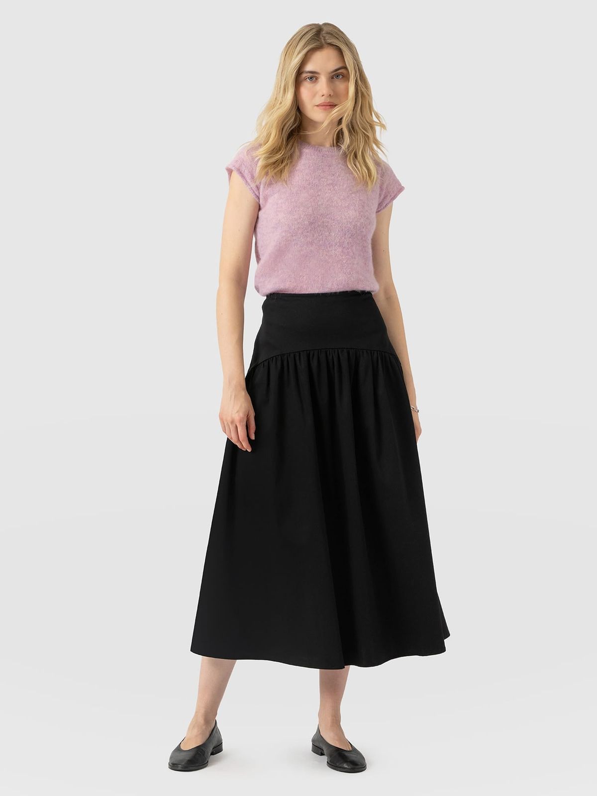 Indie Basque Waist Skirt - Black