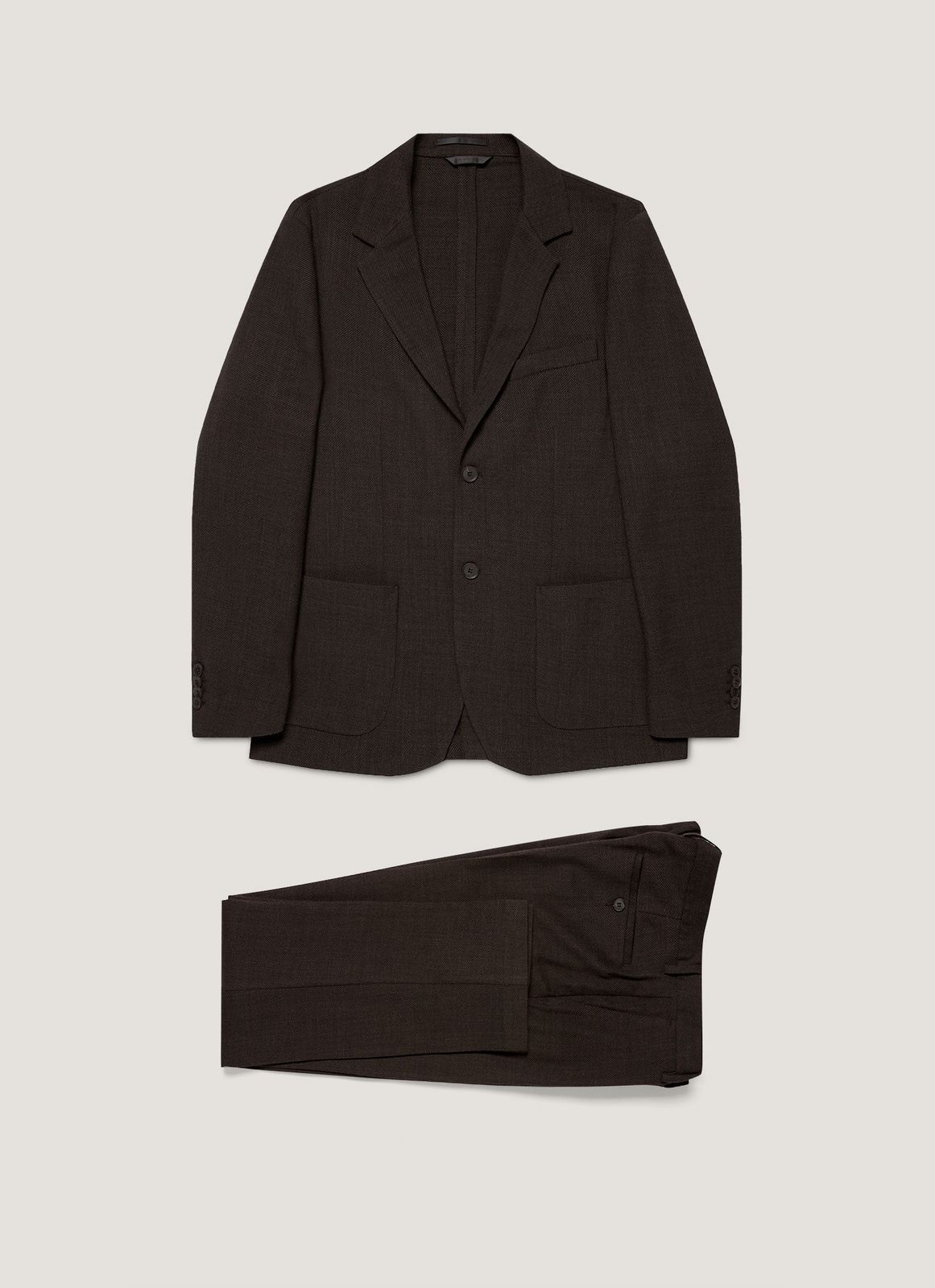 Men's Textured Wool Two-Piece Suit in Truffle
