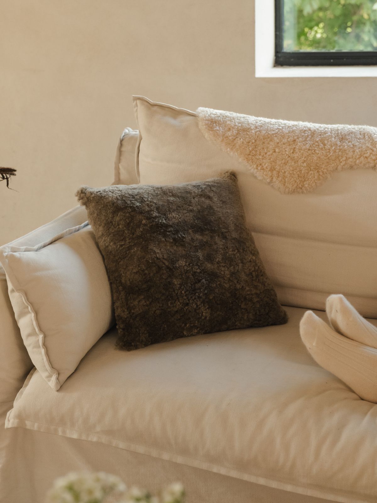 Sheepskin Cushion - Mist