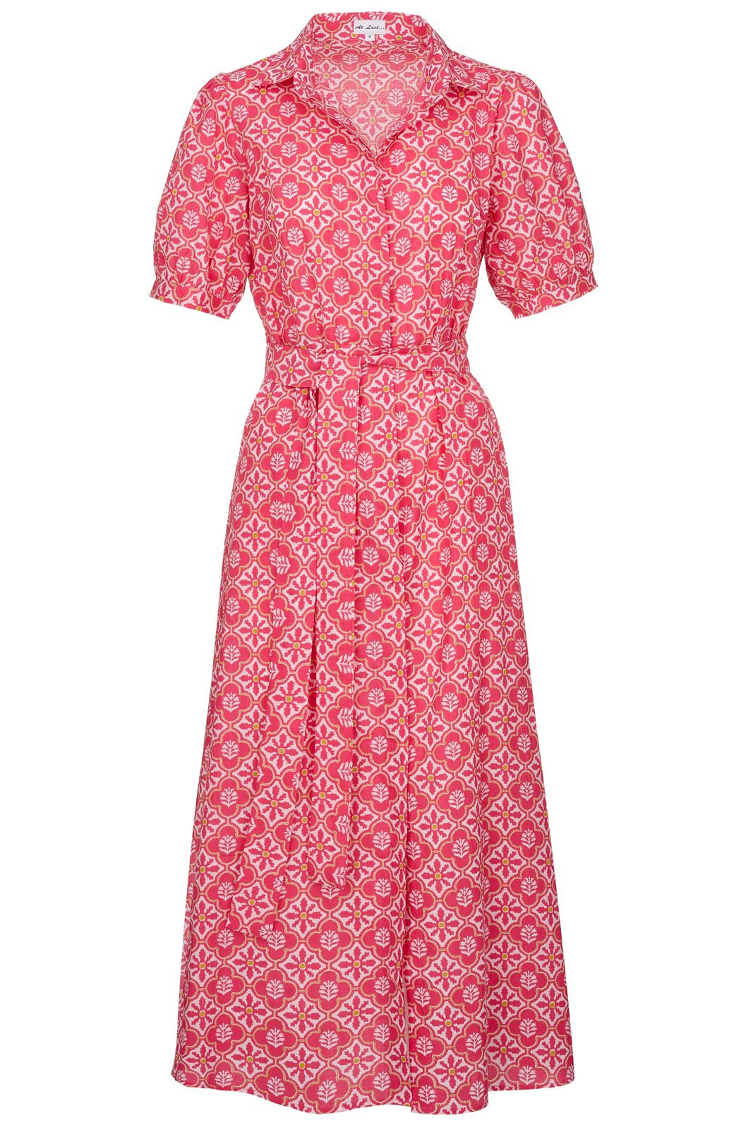 Cotton Maddie Dress In Coral & White Flower