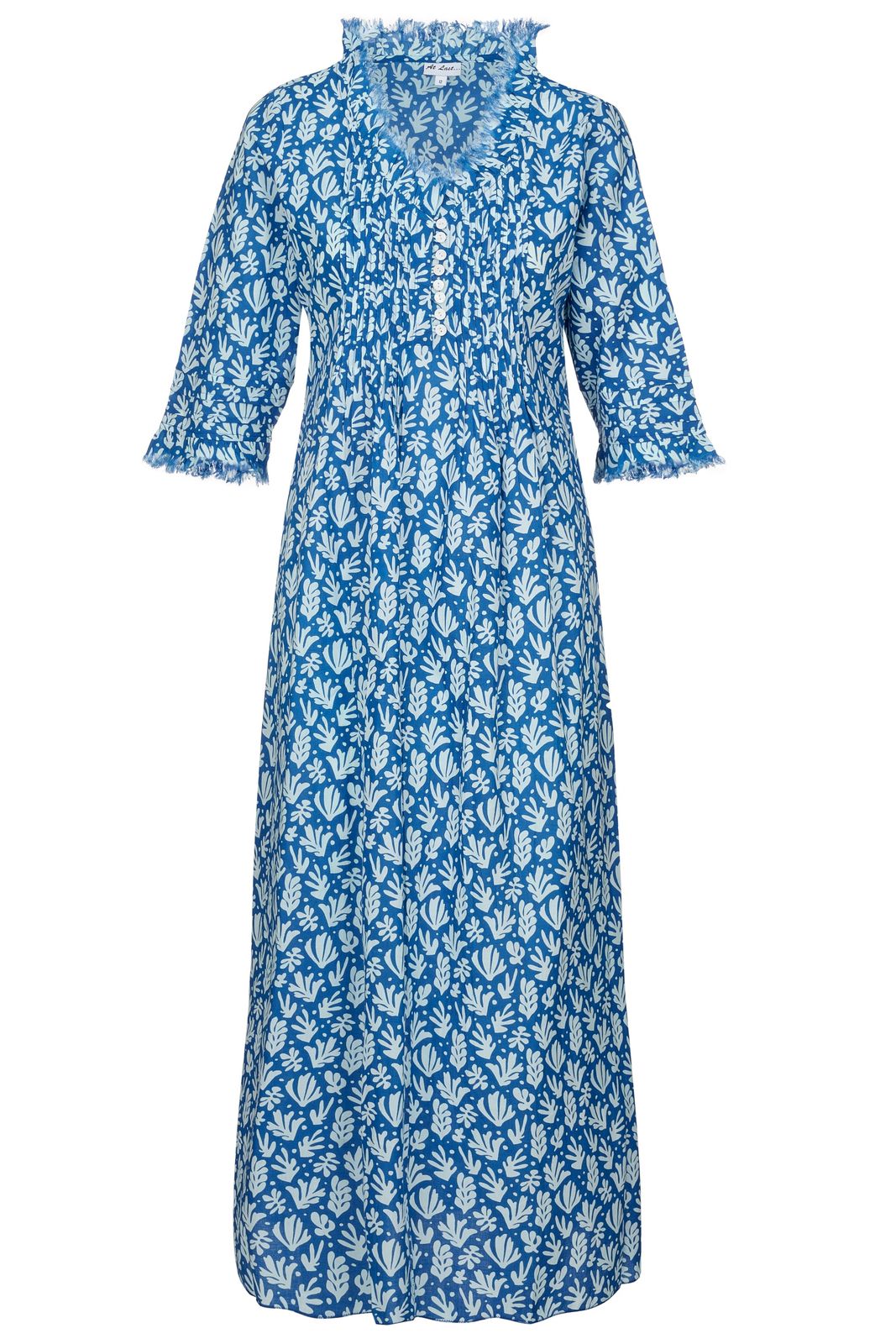 Cotton Annabel Maxi Dress In Sea Fern