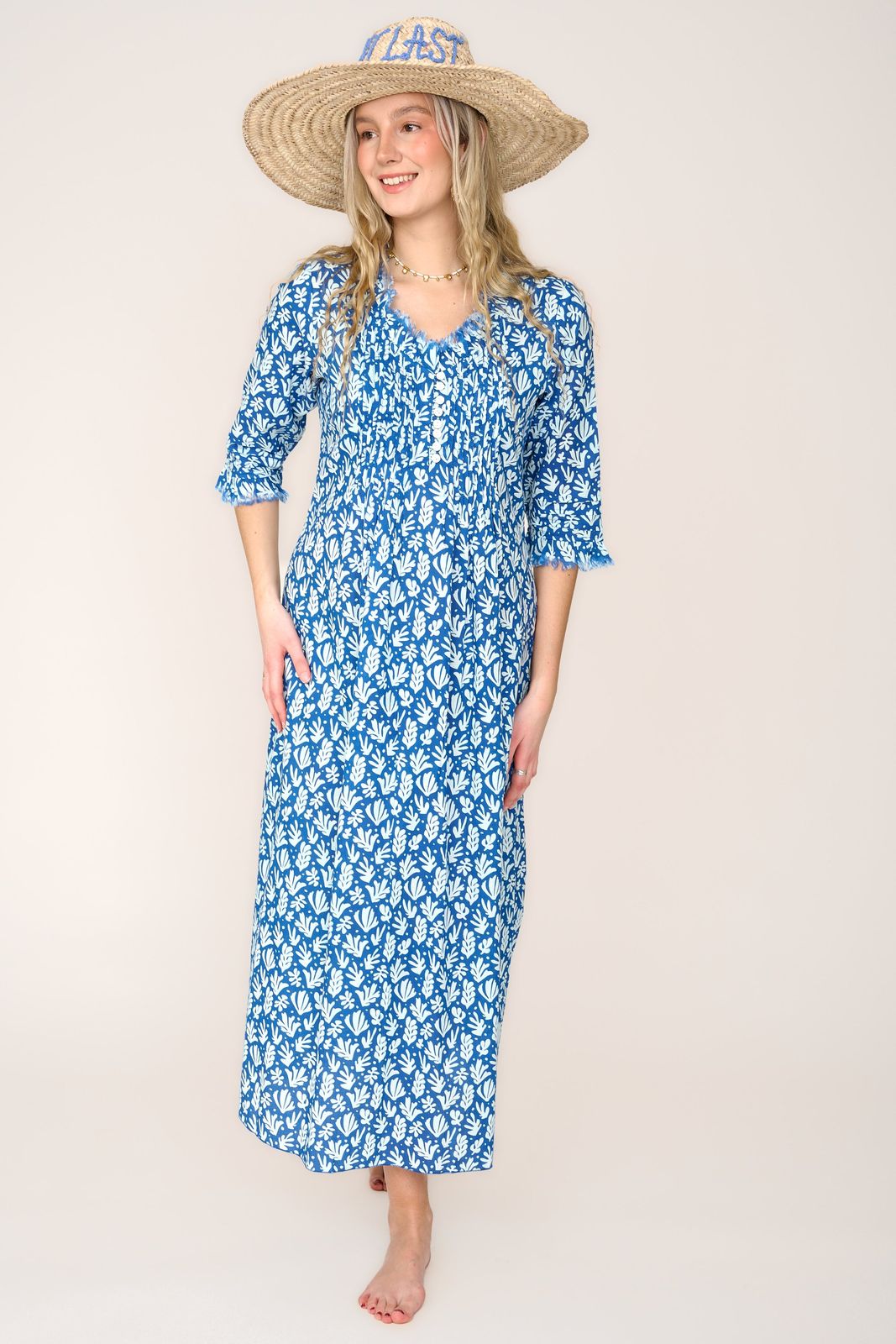 Cotton Annabel Maxi Dress in Sea Fern