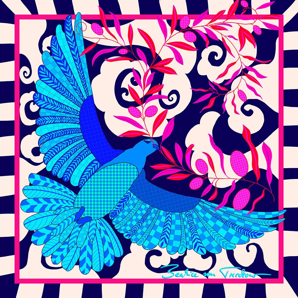 Blue Peace Dove Limited Edition Silk Scarf