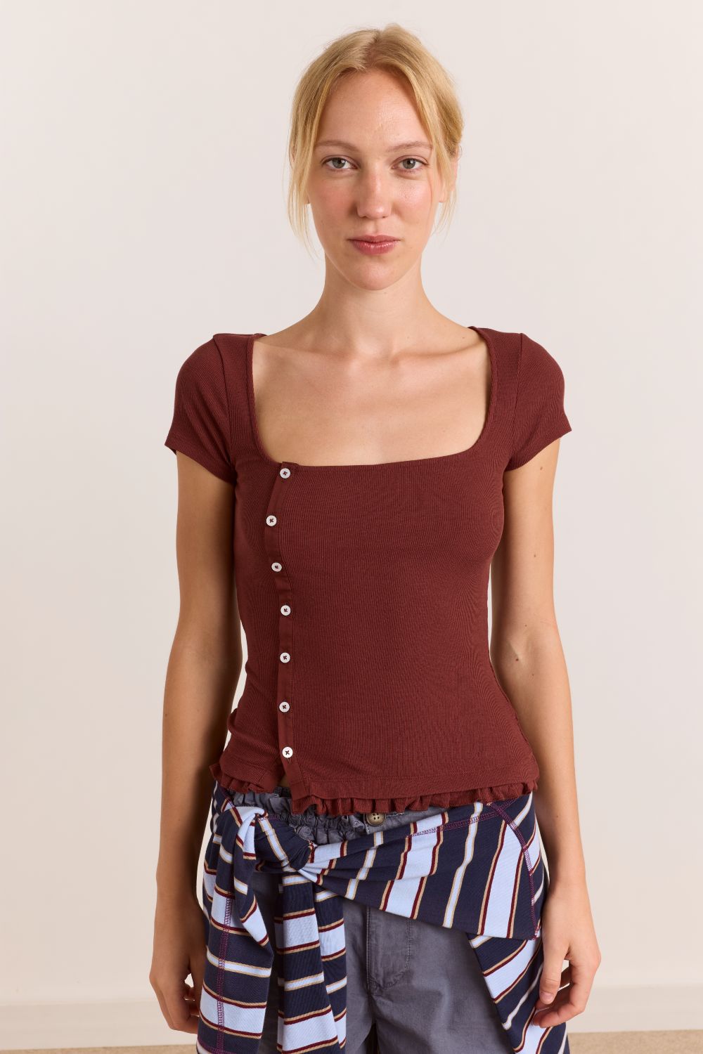 Posie Short Sleeve Top - Burg