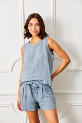Maverick Round Neck Linen Sleeveless top