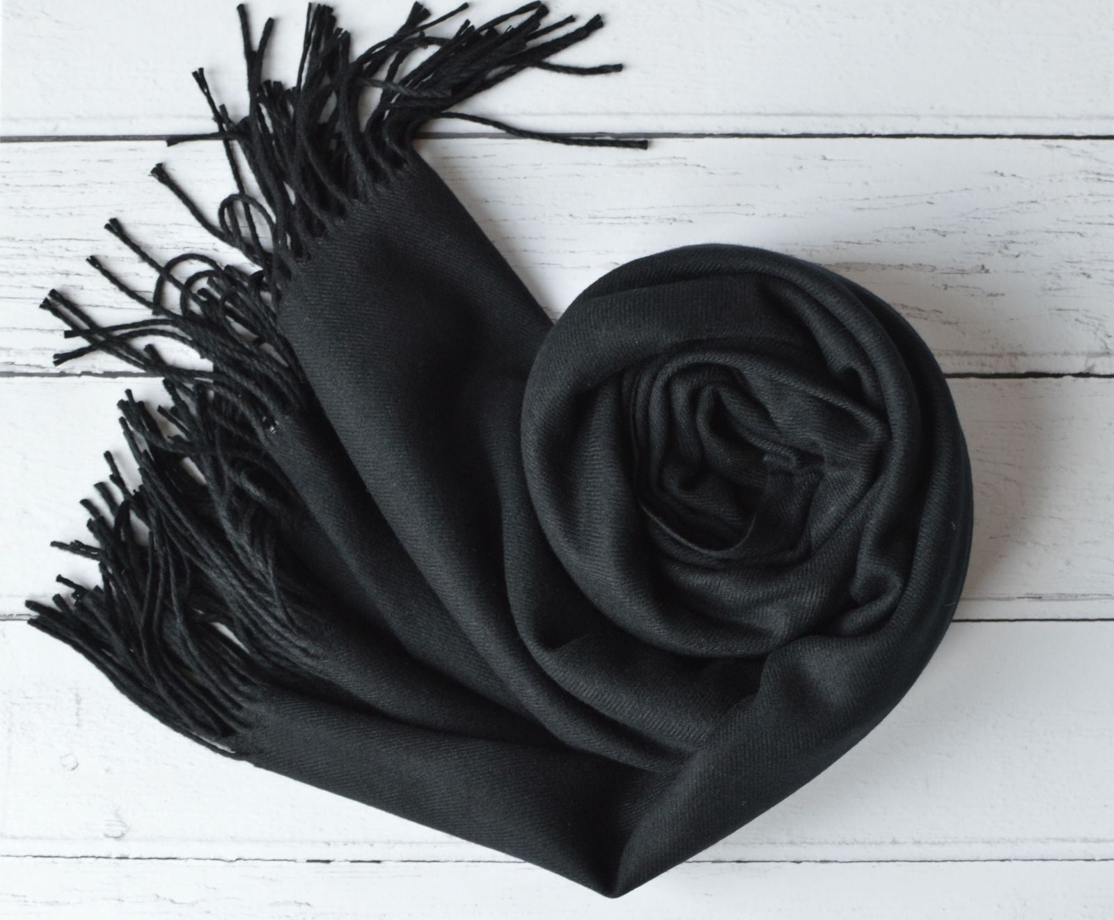 Black Pashmina | Drew Super Soft Large Special Occasion Wrap With Tassels